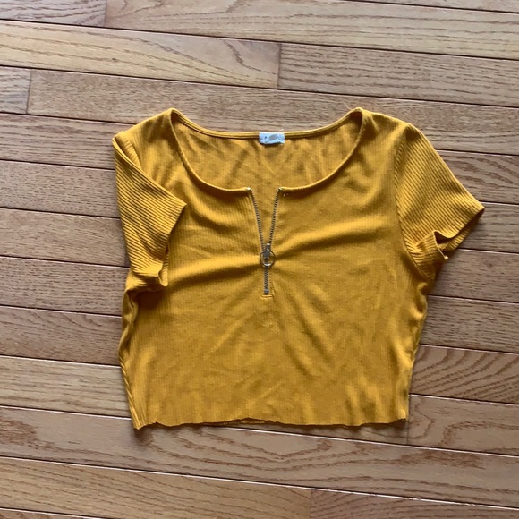 Garage Tops - Garage ribbed short sleeve zipper shirt